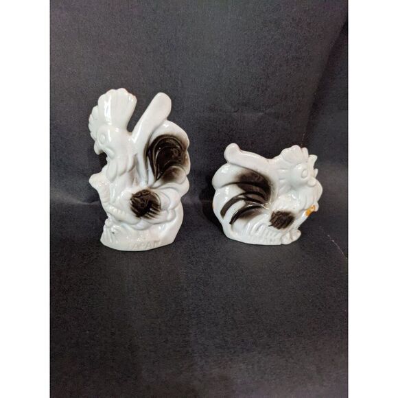 Vintage Hand-Painted Rooster Ceramic Figurines Set Made In Japan Farmhouse Decor - Picture 4 of 6
